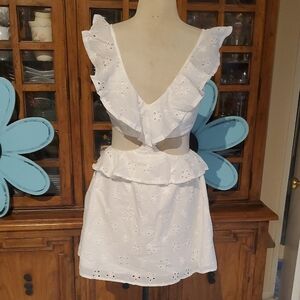 Princess Polly White Cut-Out Ruffled Sundress
